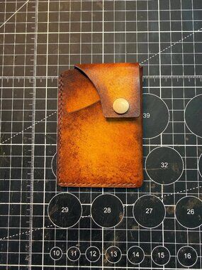 Handcrafted Full Grain Leather Minimalist Card Holder Wallet with Snap Flap
